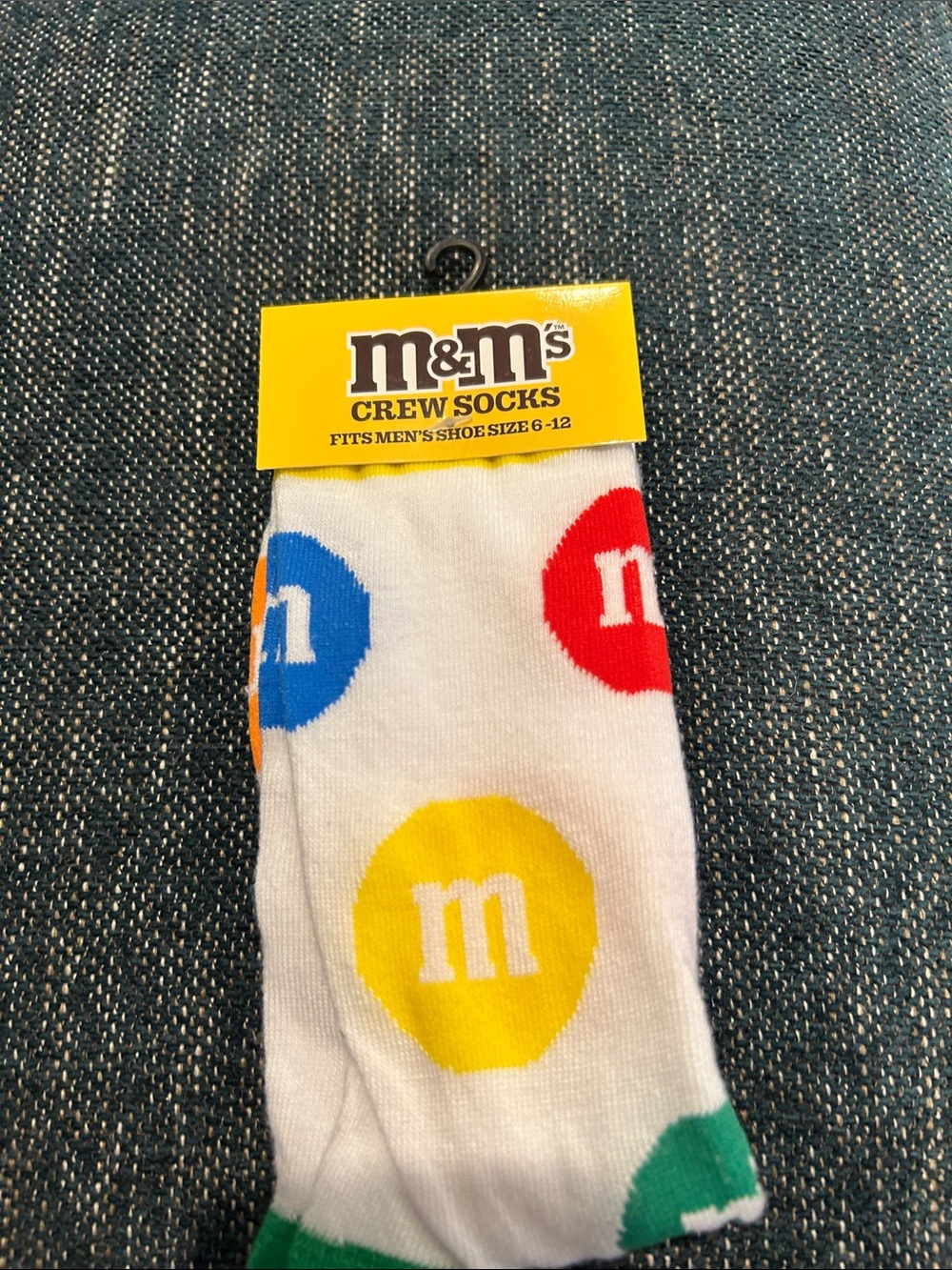 M&M'S White Crew Socks with Red, Yellow, Blue & Green Candy Dots - M&M'S
